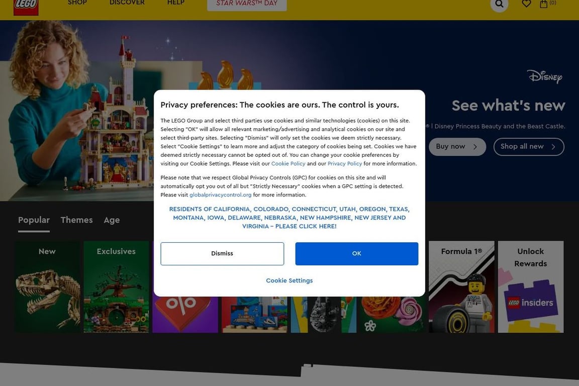 Lego homepage