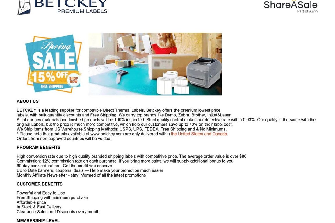 Betckey affiliate program signup page