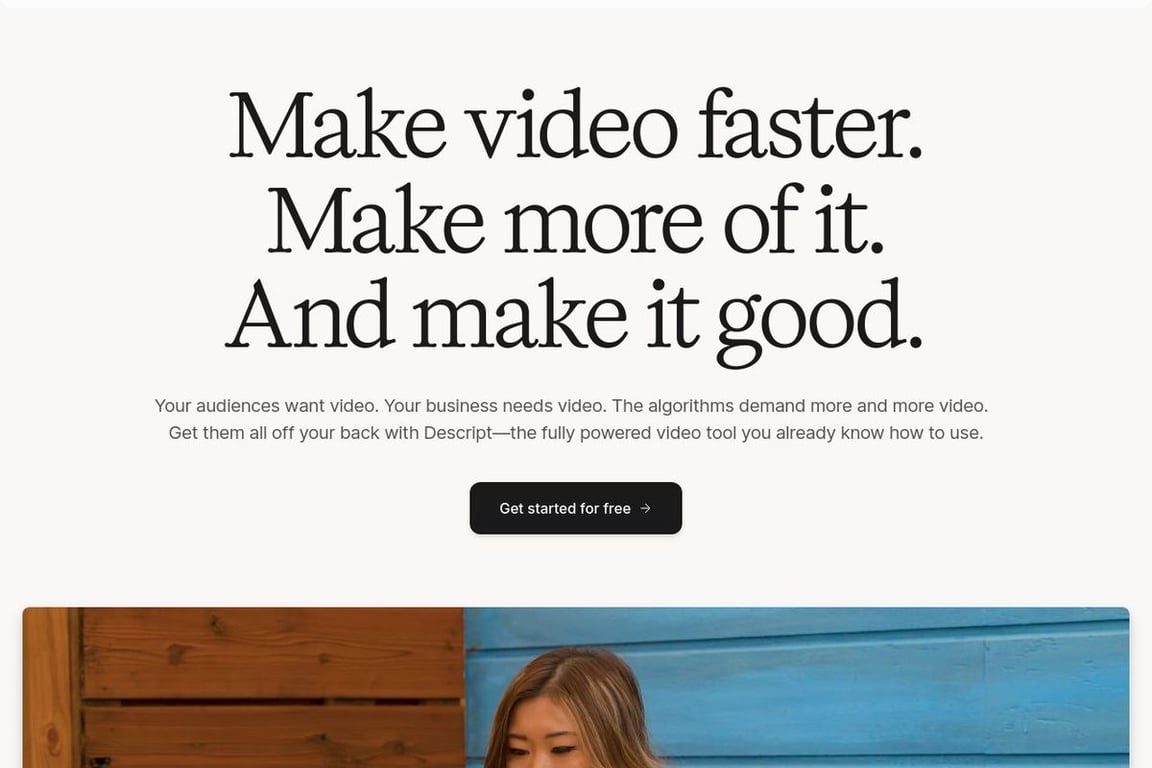 Descript homepage