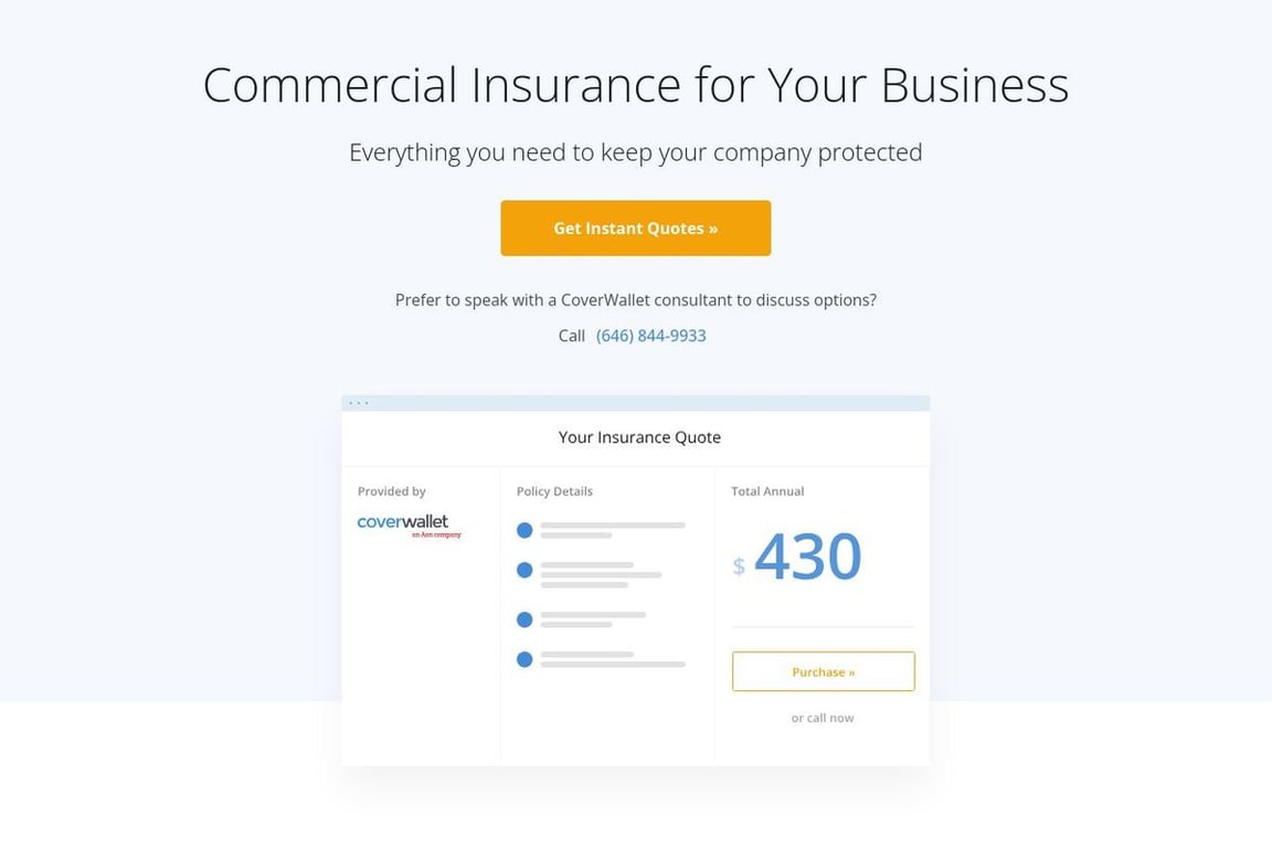 CoverWallet homepage