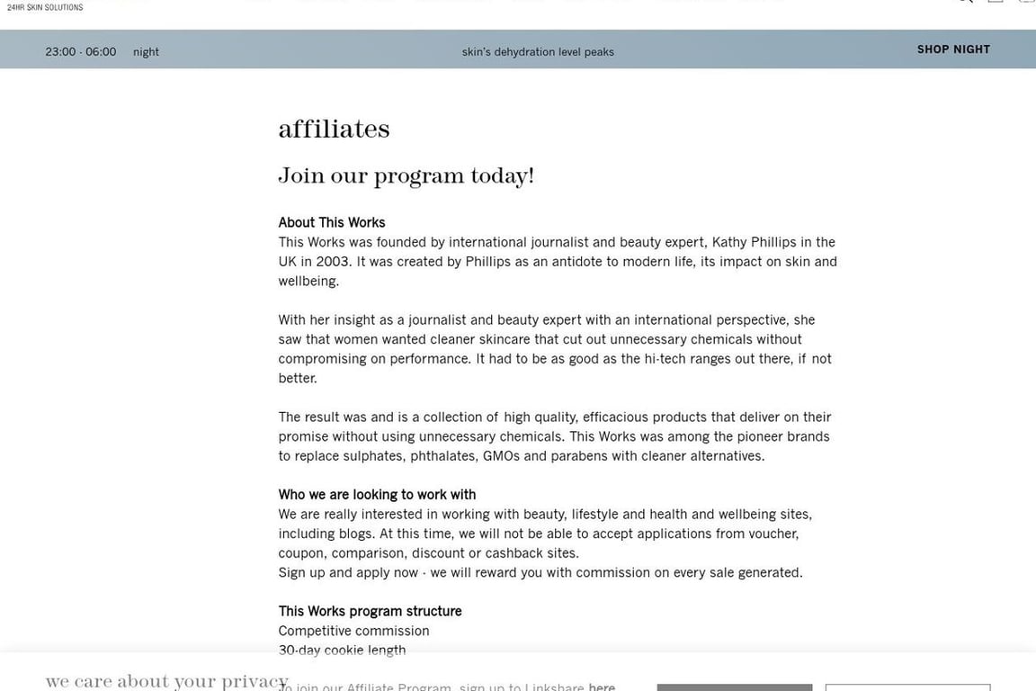 This Works (US) affiliate program signup page