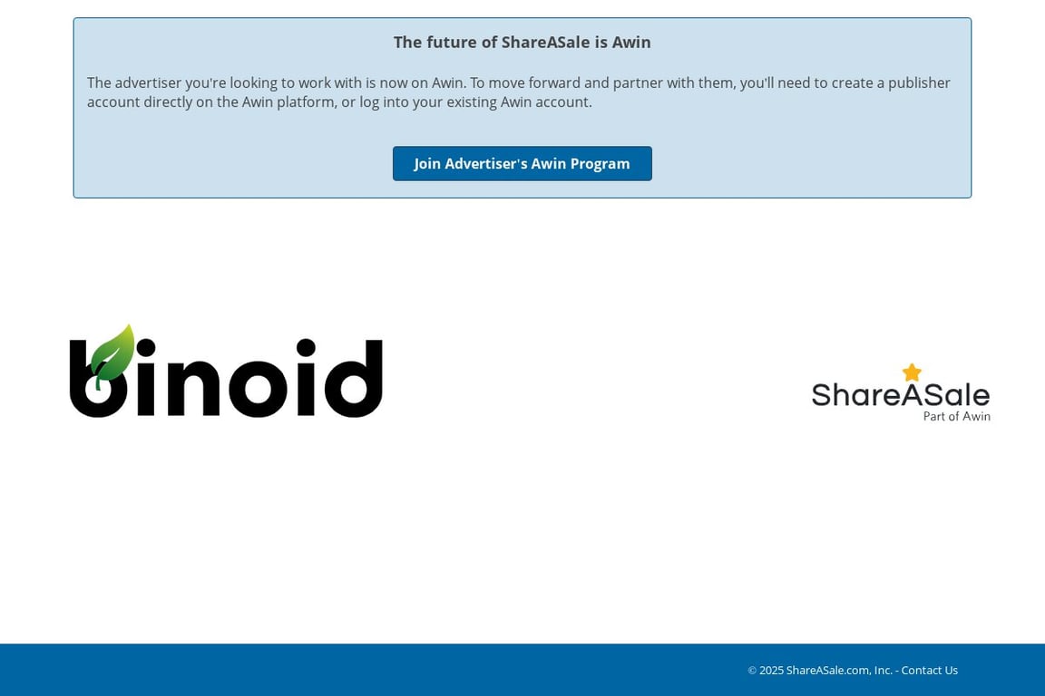 Binoid CBD affiliate program signup page