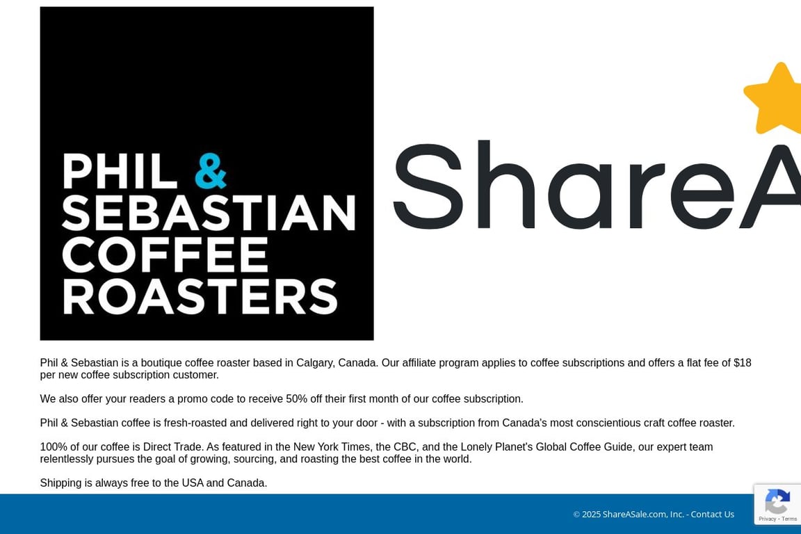Phil & Sebastian affiliate program signup page