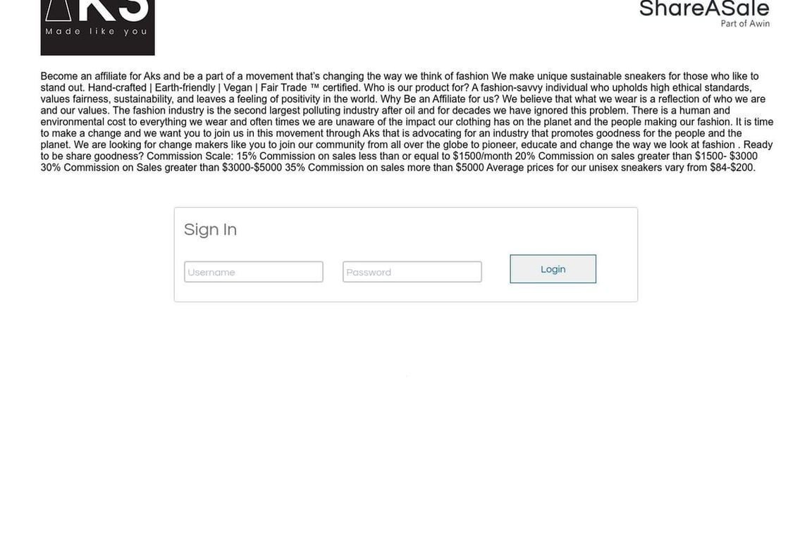 AKS affiliate program signup page