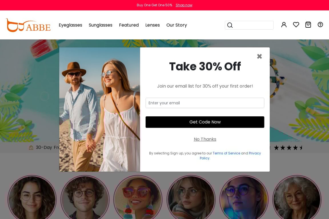 ABBE Glasses homepage