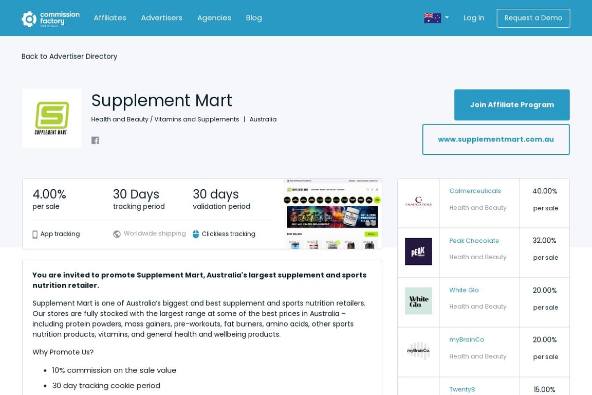 Supplement Mart affiliate program signup page