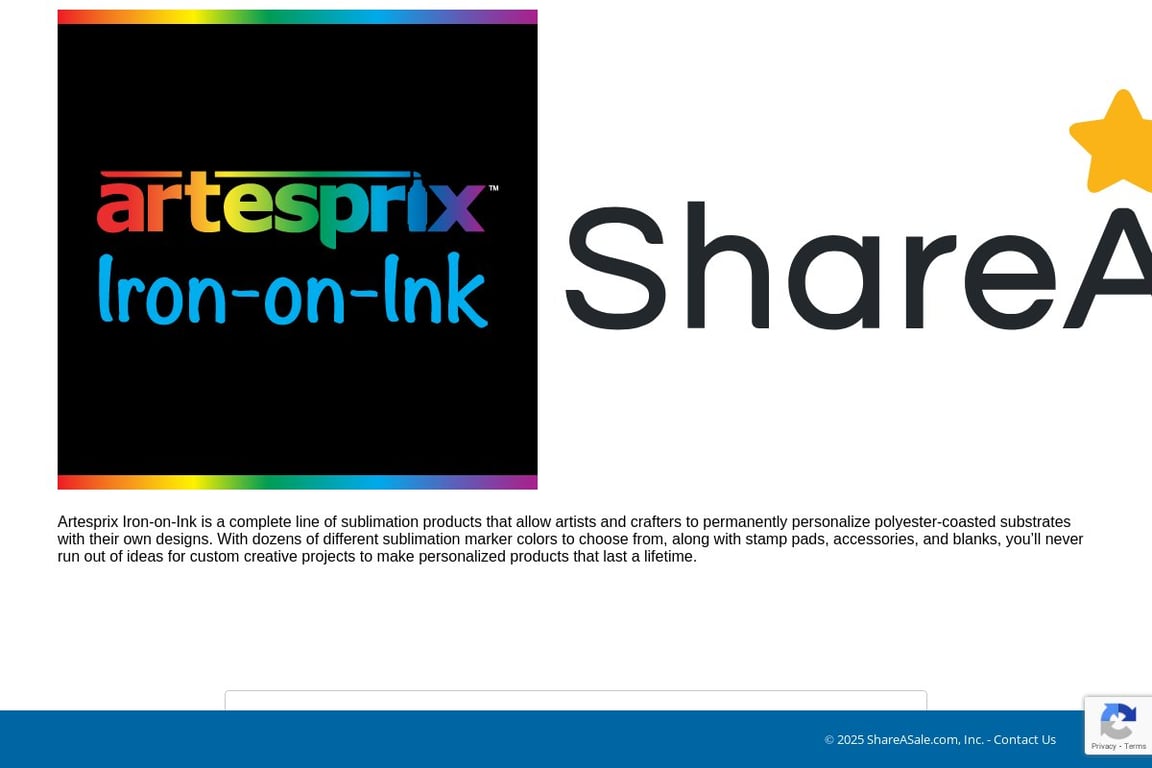 Artesprix Iron-on-Ink affiliate program signup page