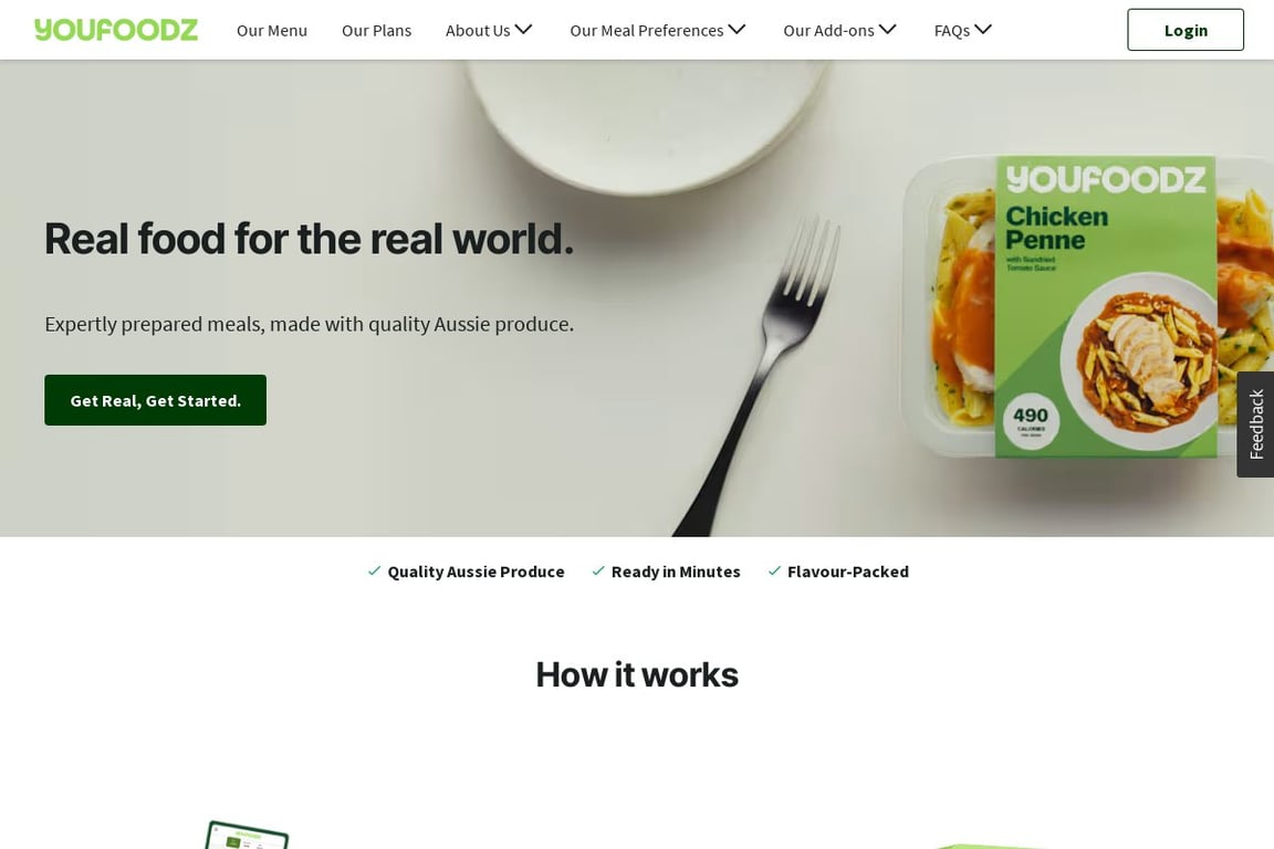 Youfoodz homepage