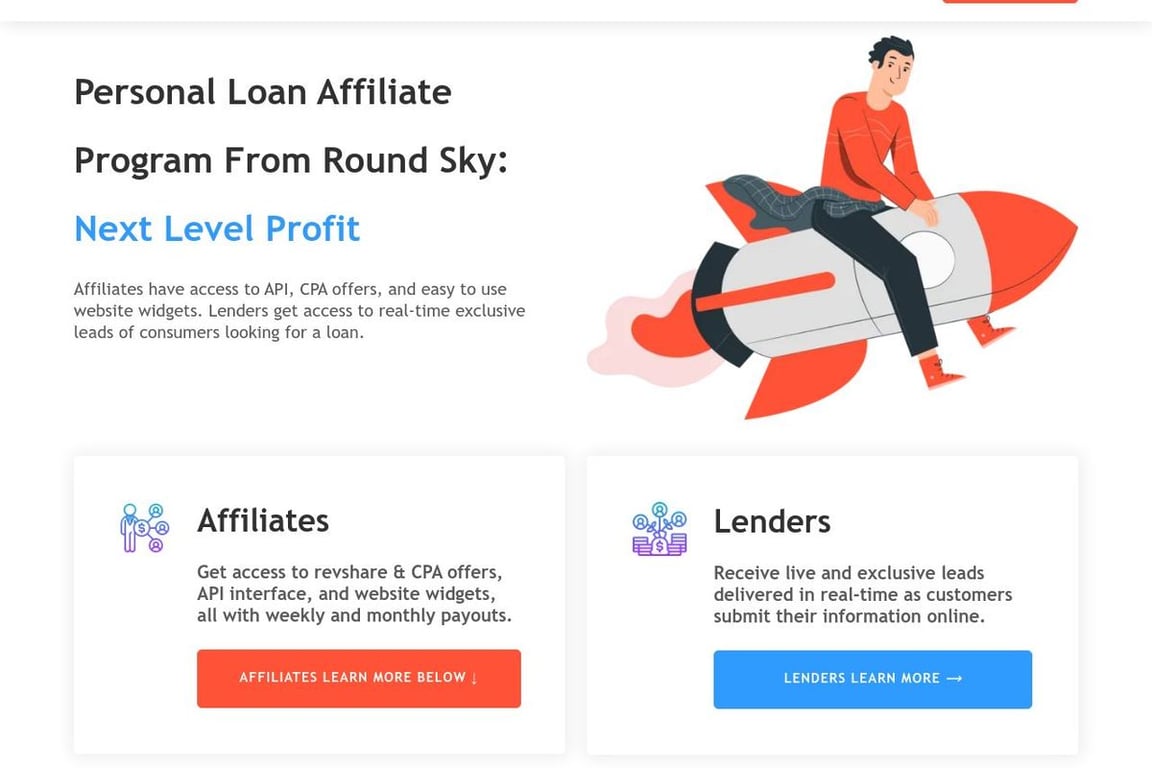 Round Sky affiliate program signup page