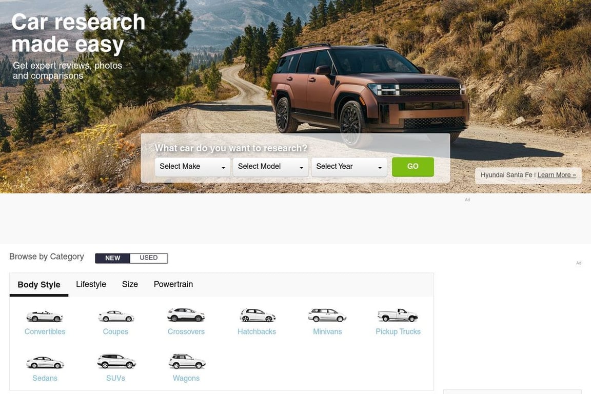 The Car Connection homepage