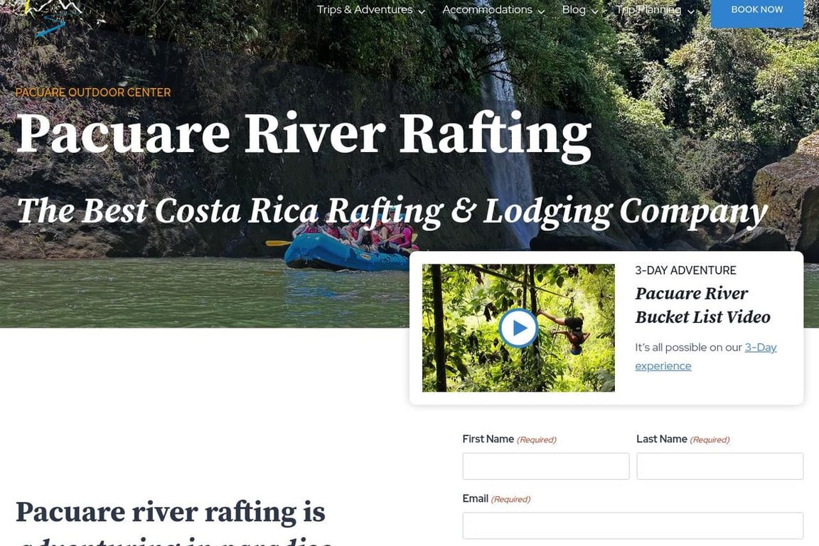 Pacuare Outdoor Center homepage