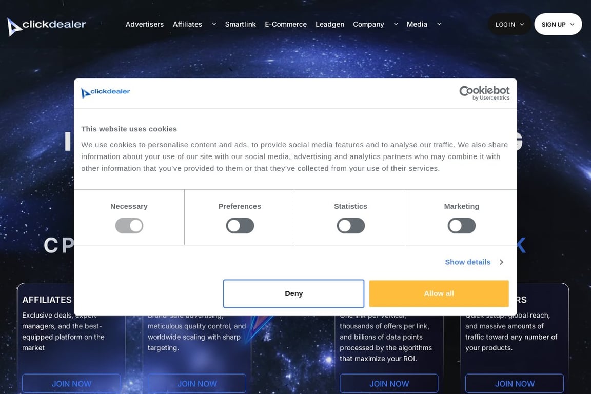 ClickDealer affiliate program signup page