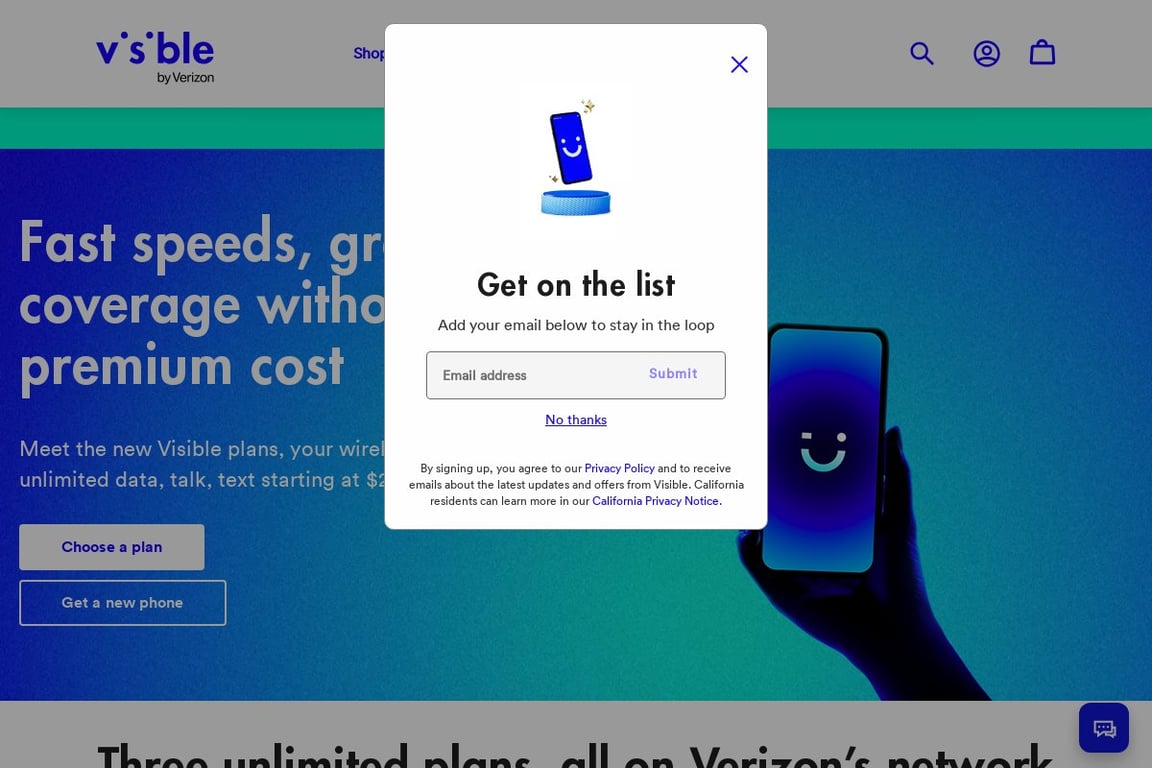 Visible homepage