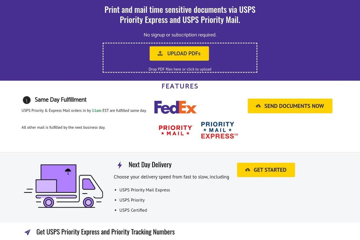 Send Overnight Mail homepage