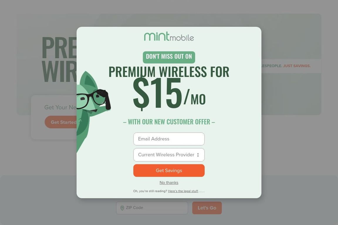 Mint Mobile homepage
