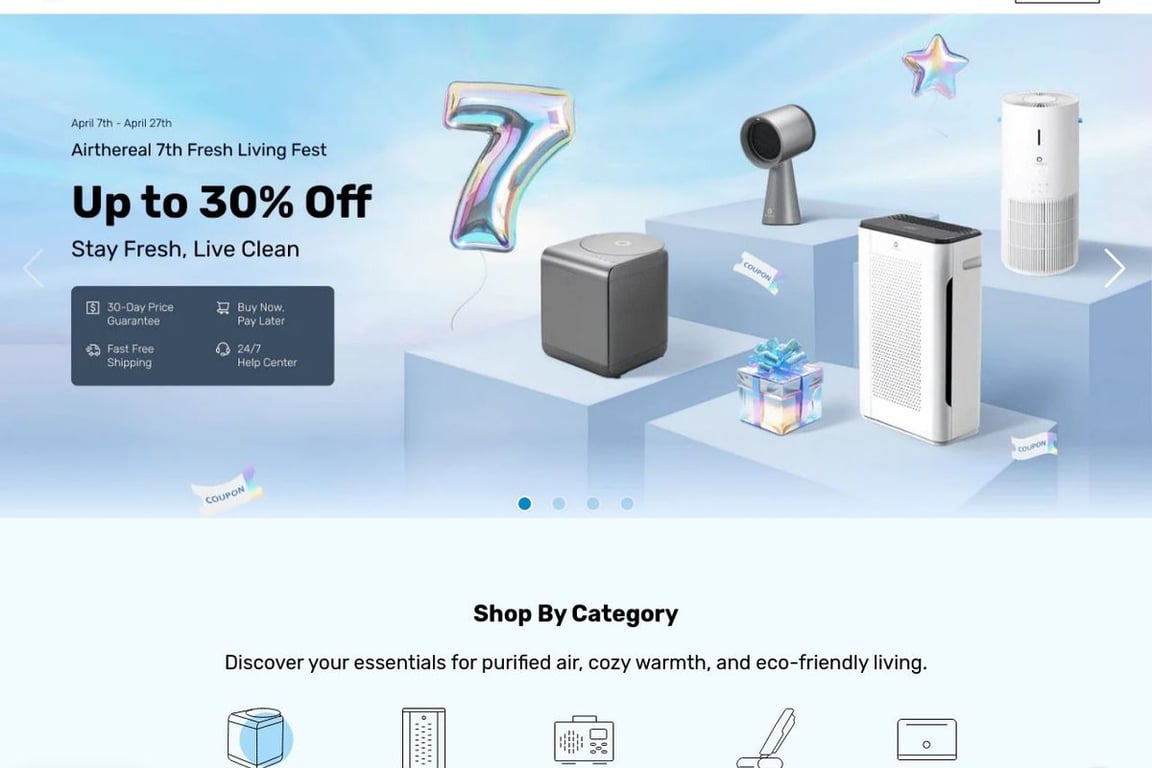 Airthereal homepage