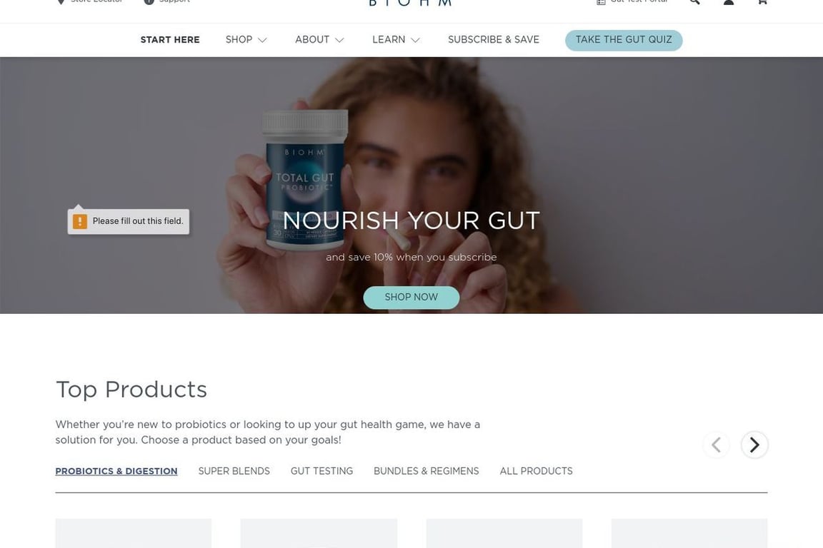 Biohm Health homepage