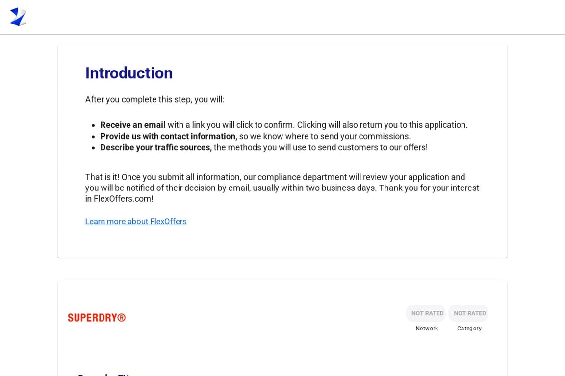 Superdry EU affiliate program signup page