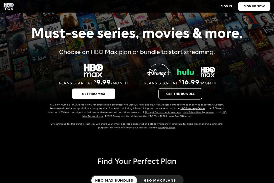 HBO Max homepage