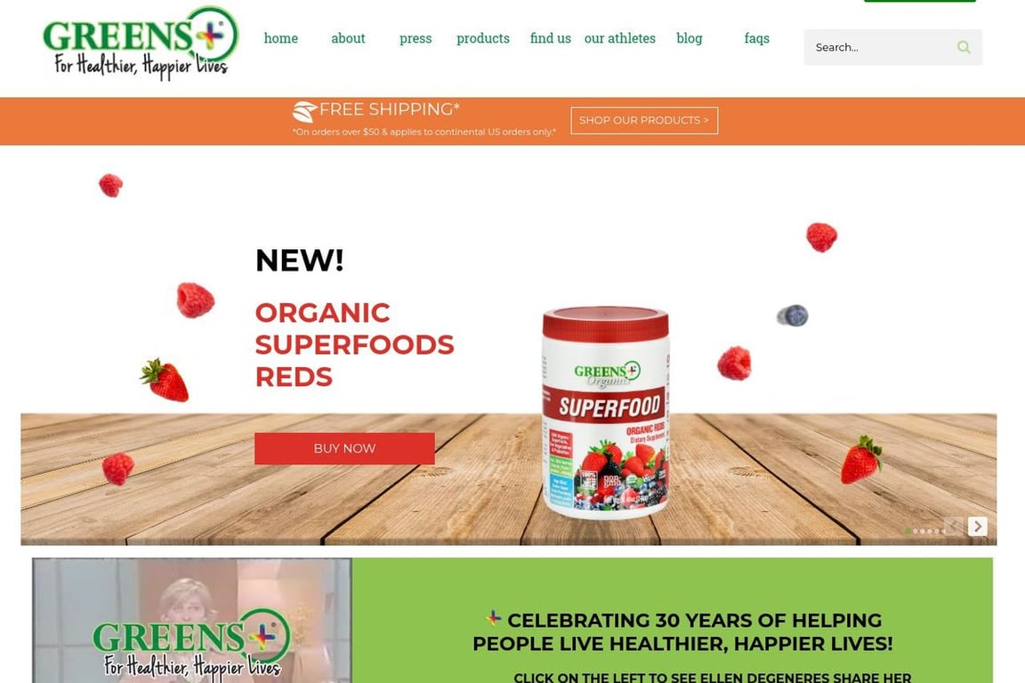 Greens Plus homepage