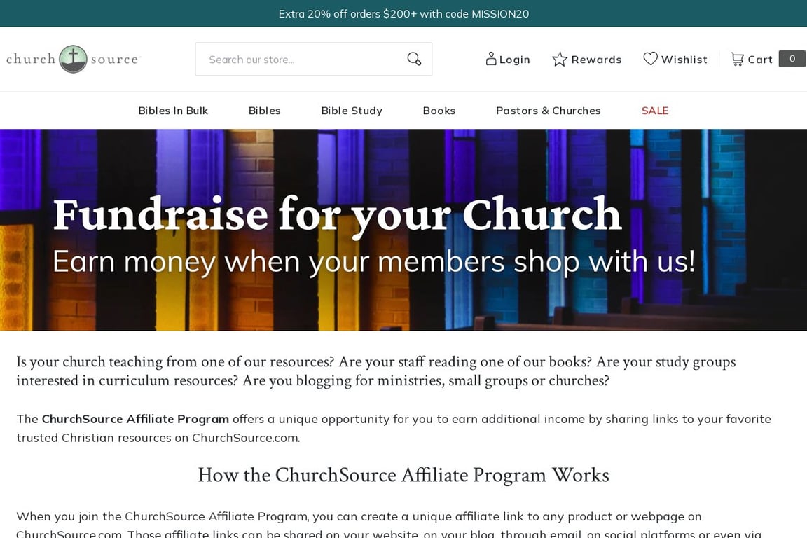 ChurchSource affiliate program signup page
