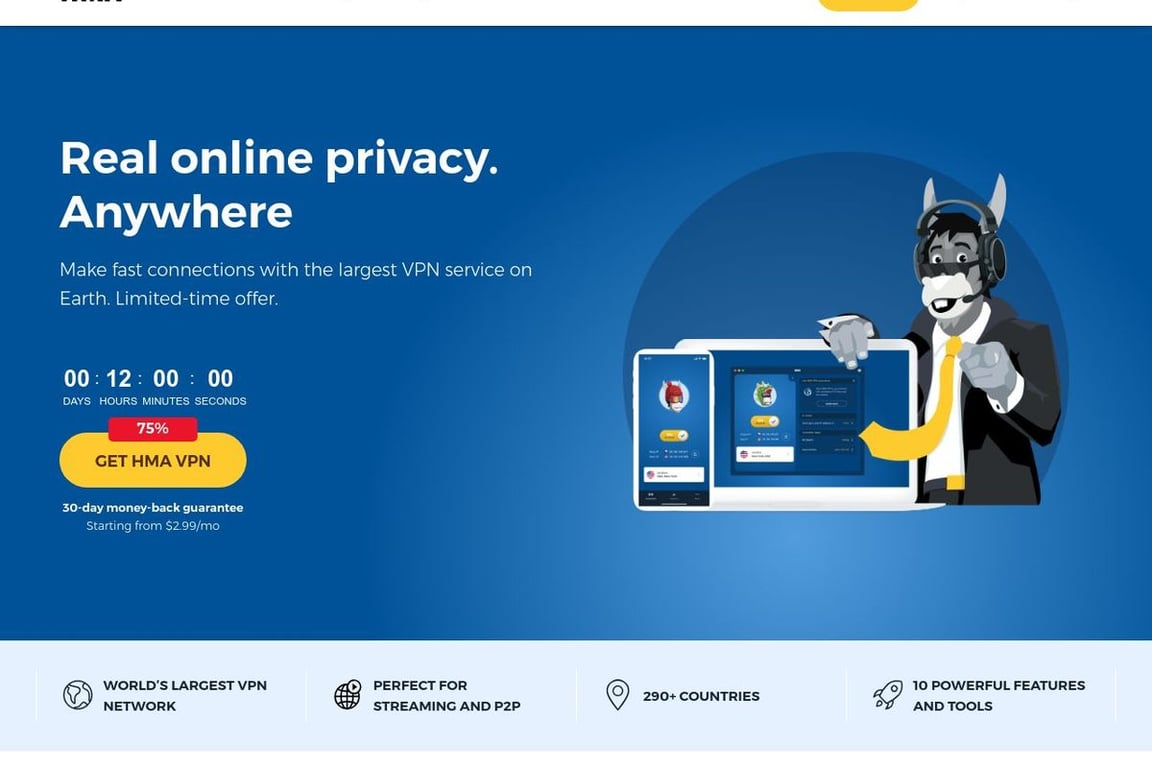Hide My Ass homepage