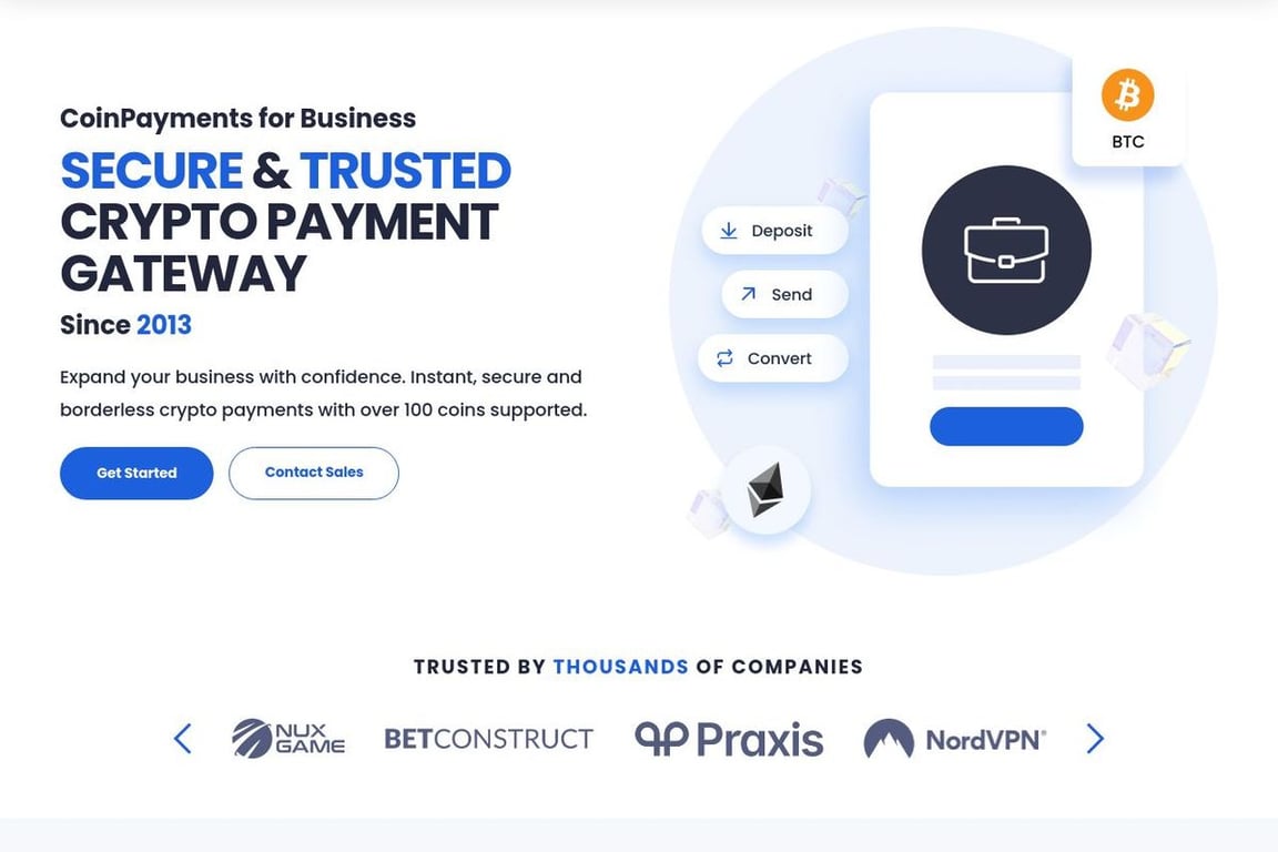 CoinPayments homepage