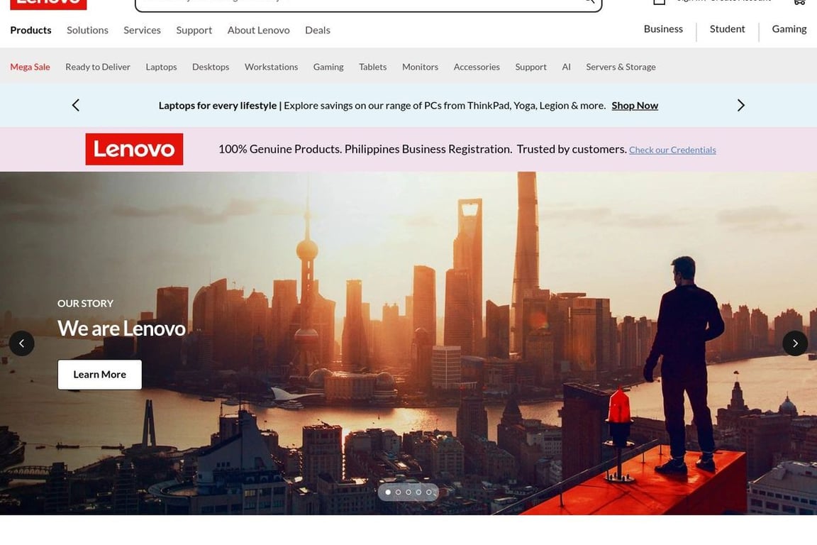 Lenovo Canada homepage