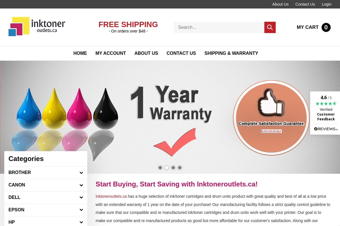 Inktoneroutlets homepage