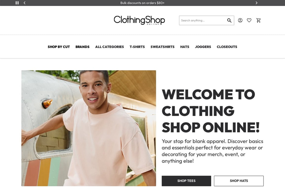 Clothing Shop Online homepage