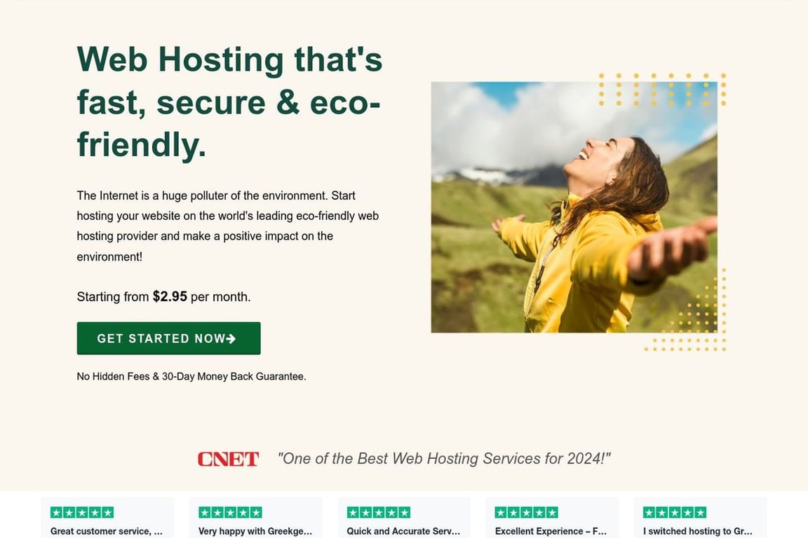 GreenGeeks homepage