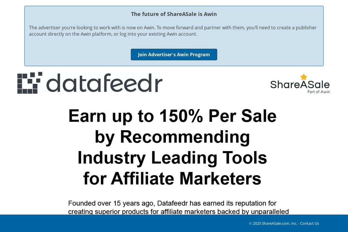 Datafeedr affiliate program signup page