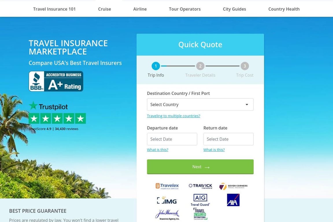 AARDY Travel Insurance homepage