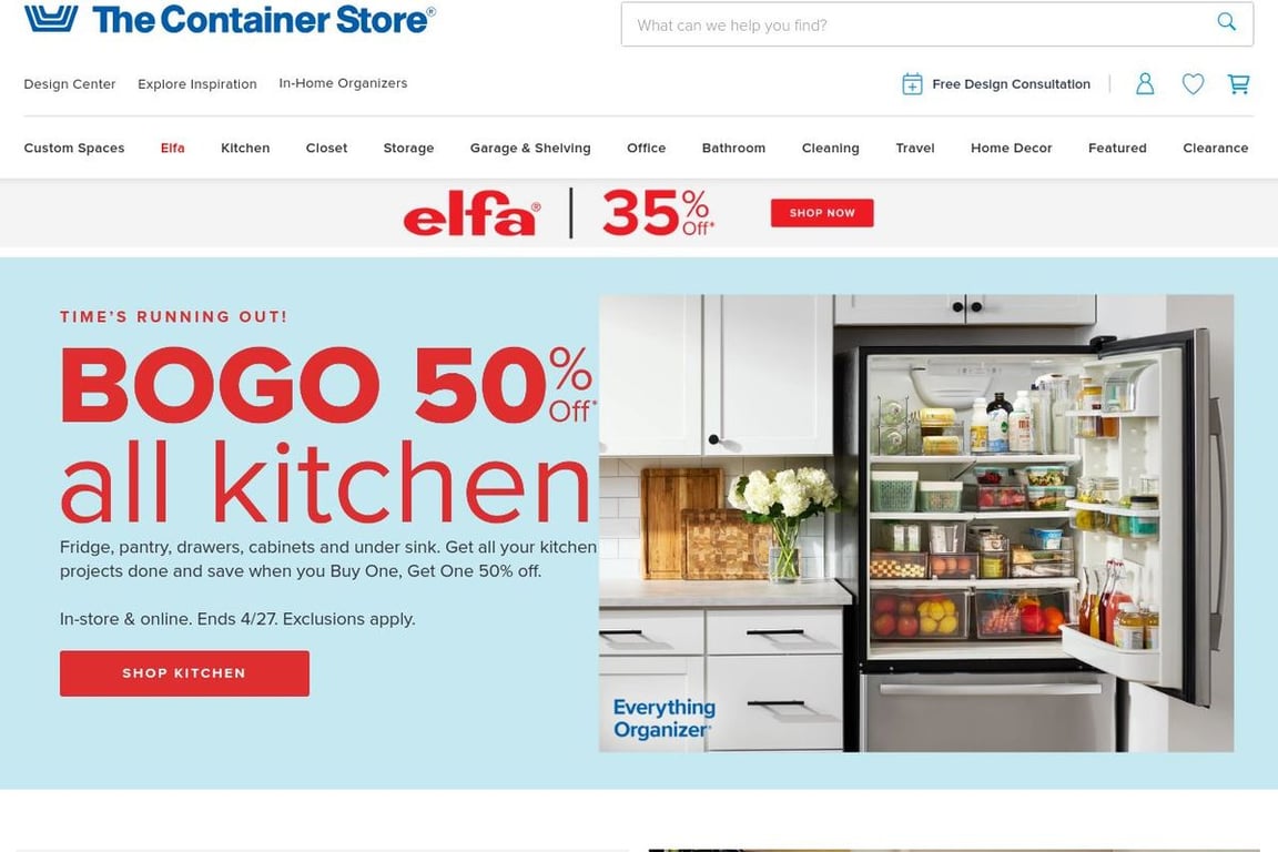 The Container Store homepage