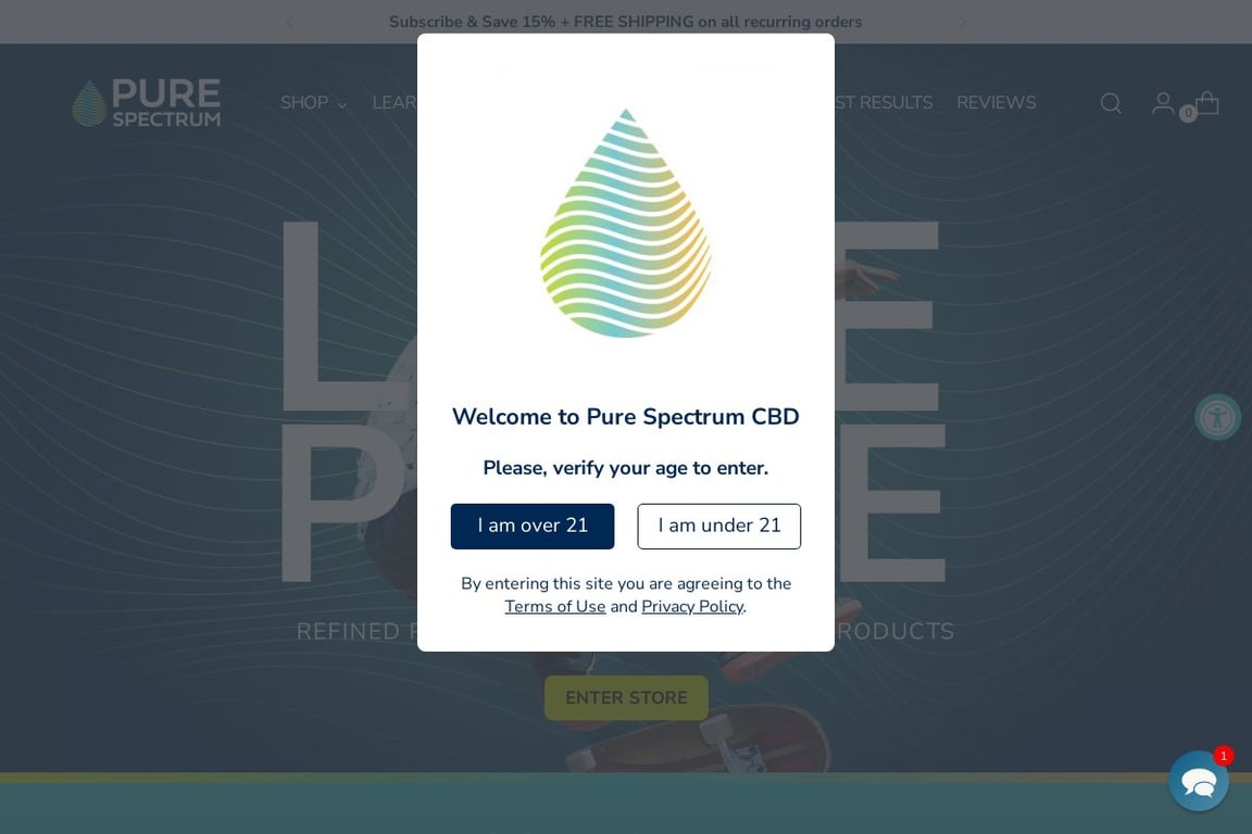 Pure Spectrum CBD homepage