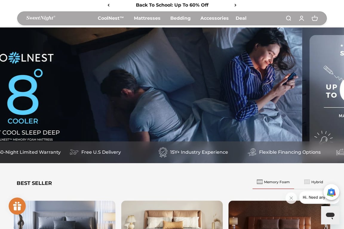 Sweetnight homepage