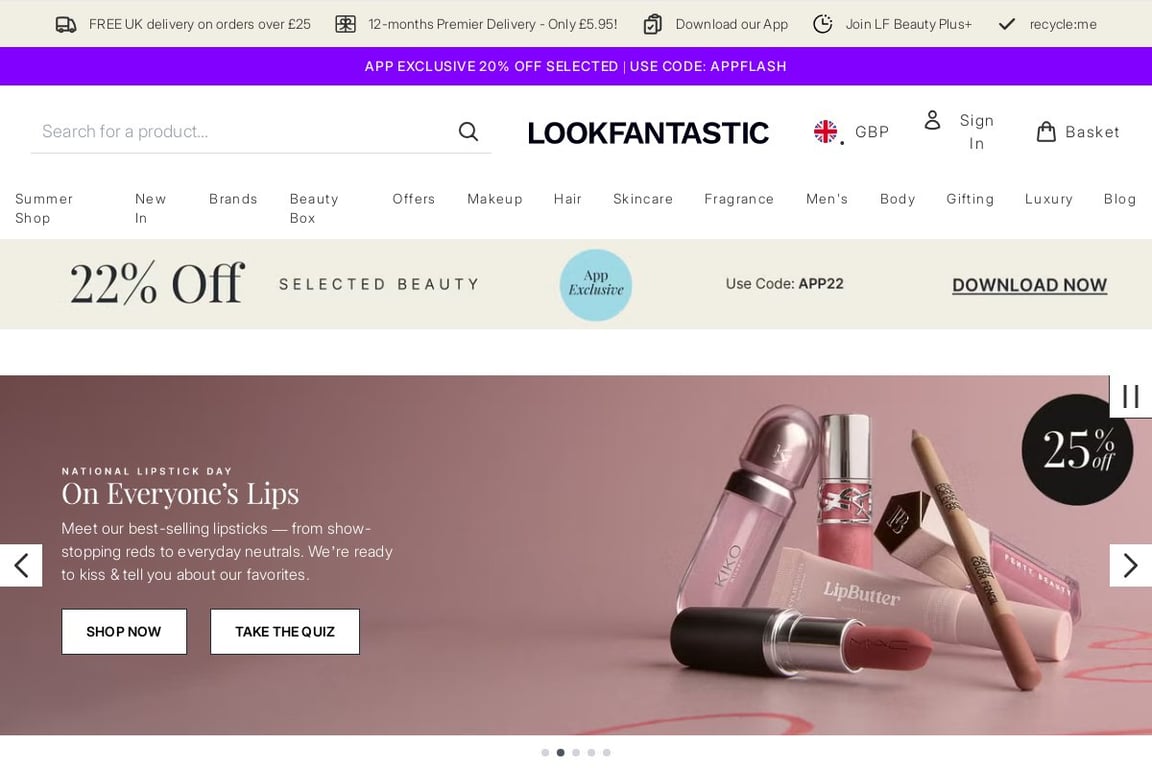 lookfantastic Preferred homepage