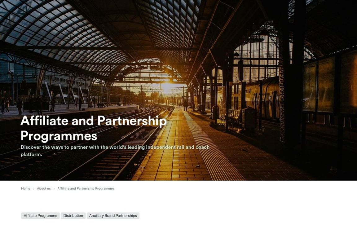 Trainline affiliate program signup page