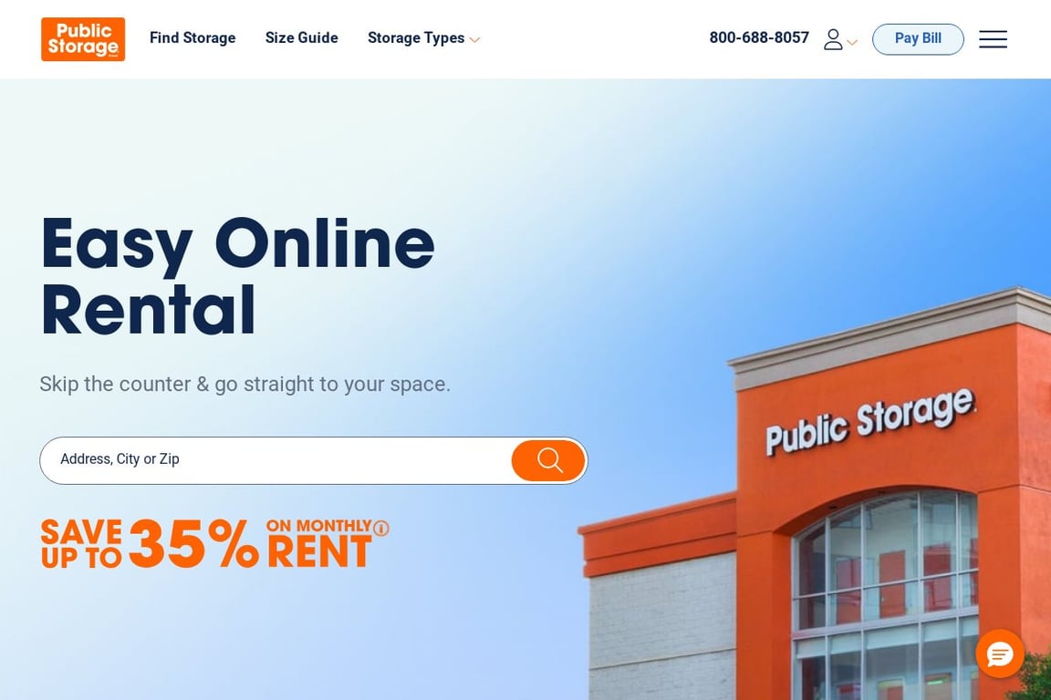 Public Storage homepage