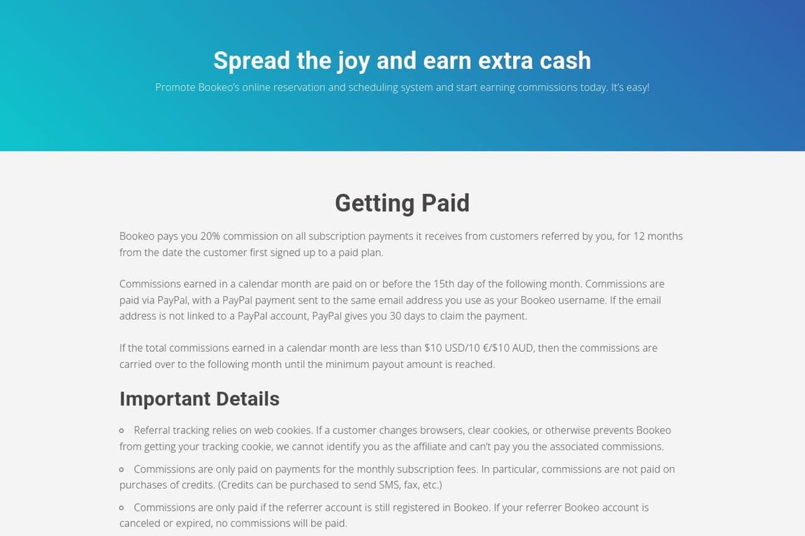 Bookeo affiliate program signup page