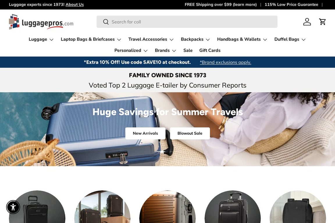 Luggage Pros homepage