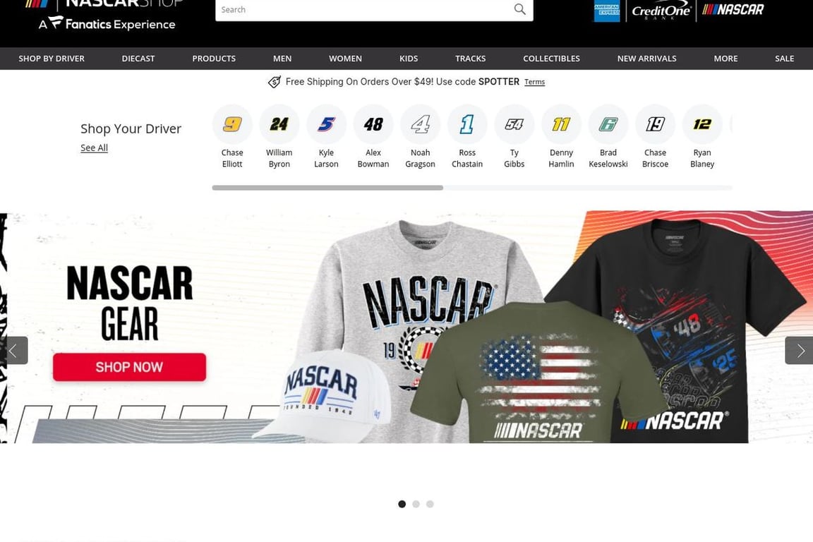 NASCAR Shop homepage