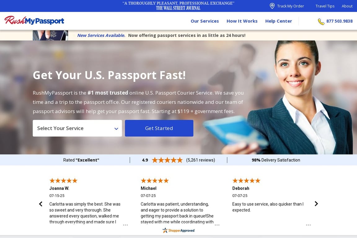 Rush My Passport homepage