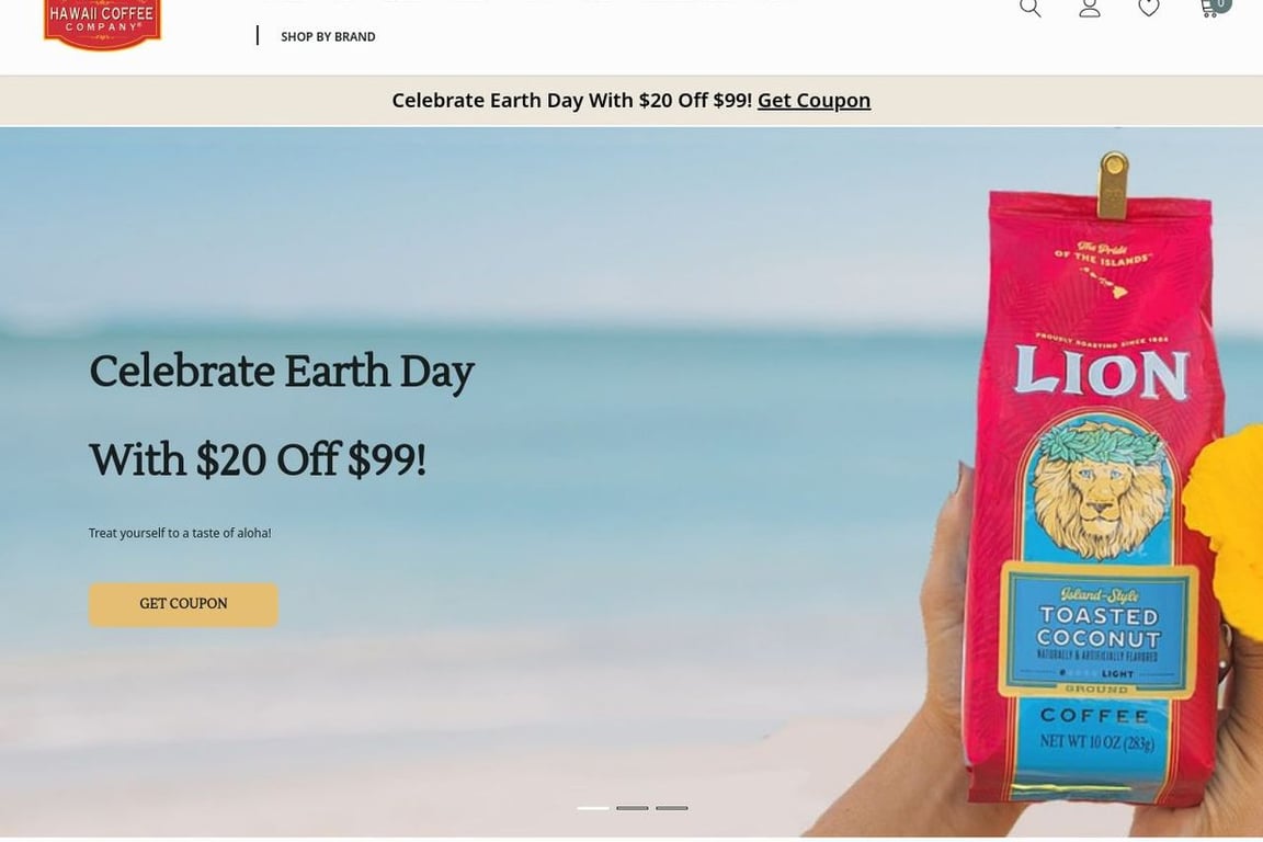 Hawaii Coffee Company homepage