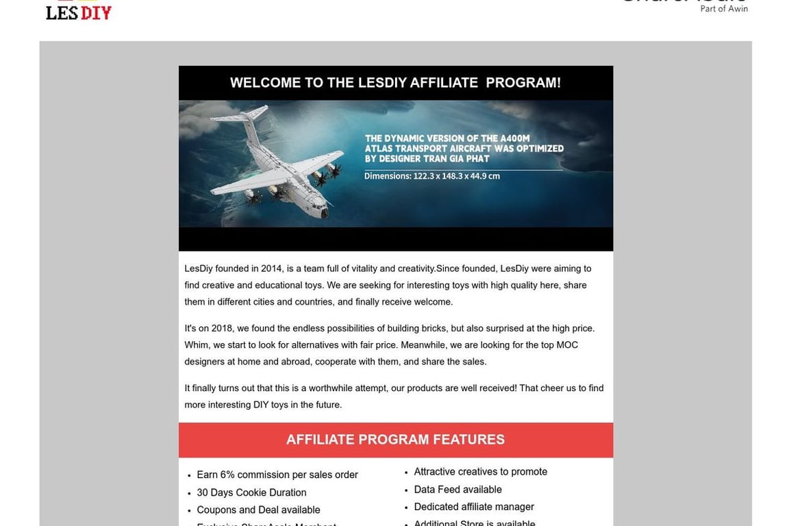 LesDiy affiliate program signup page