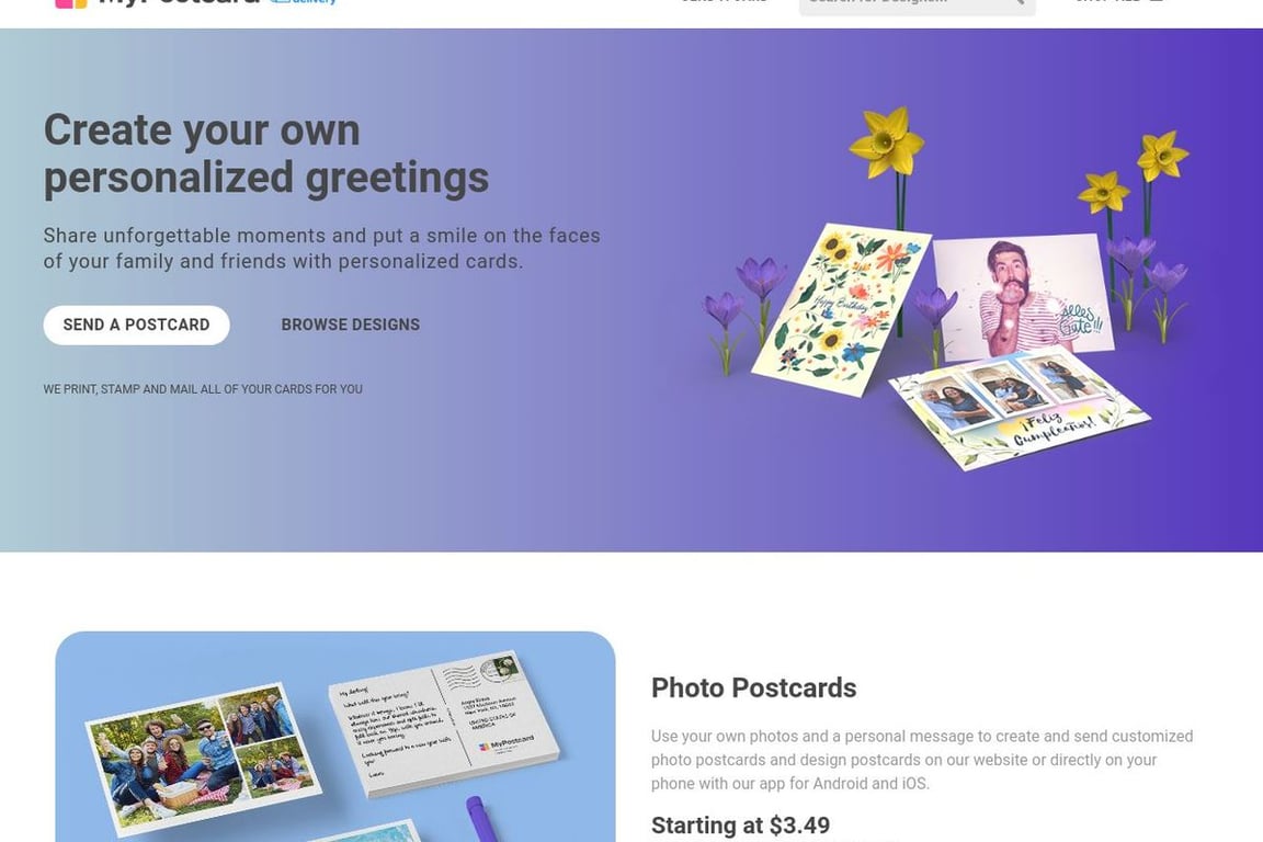 MyPostcard homepage
