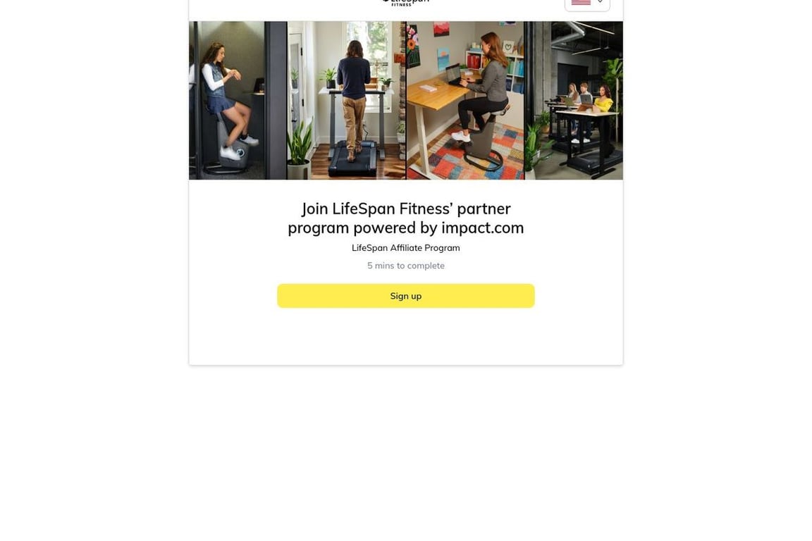 LifeSpan Fitness affiliate program signup page
