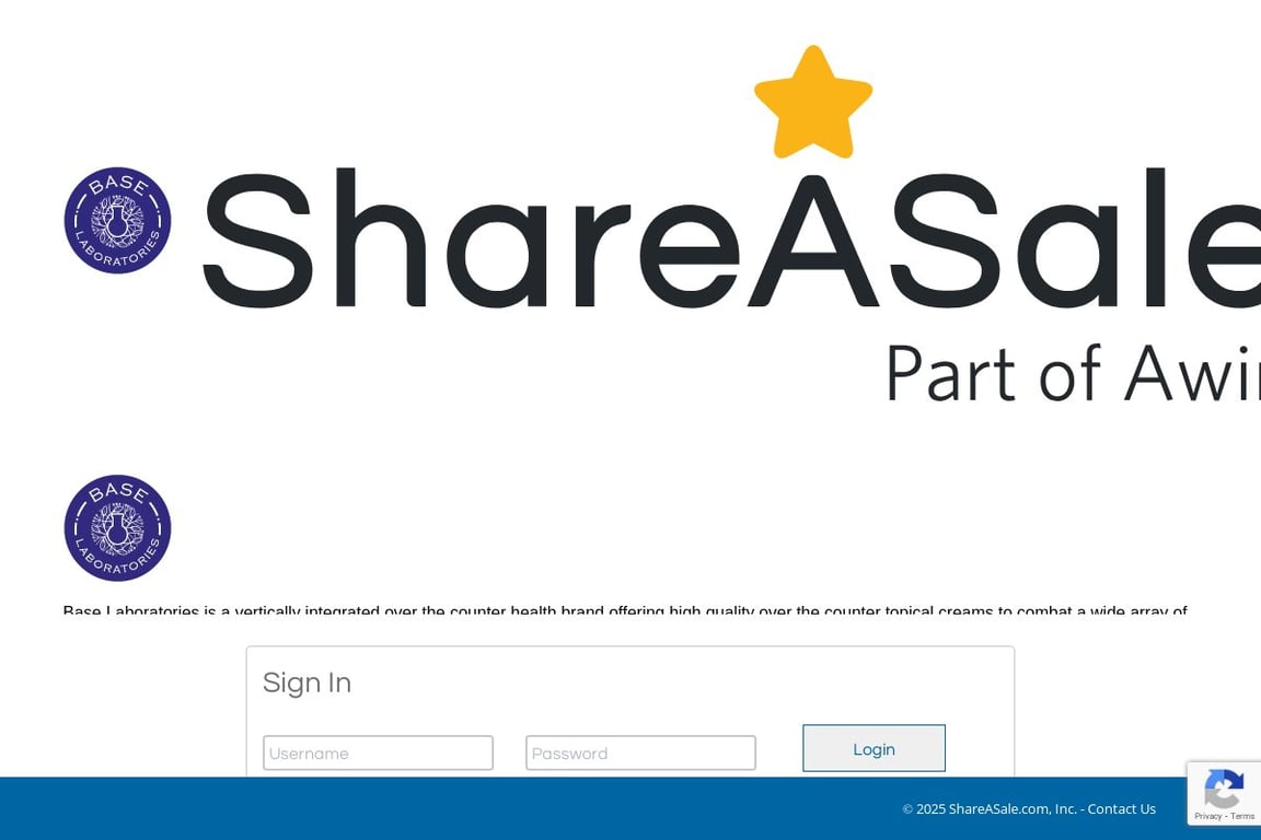 Base Laboratories affiliate program signup page