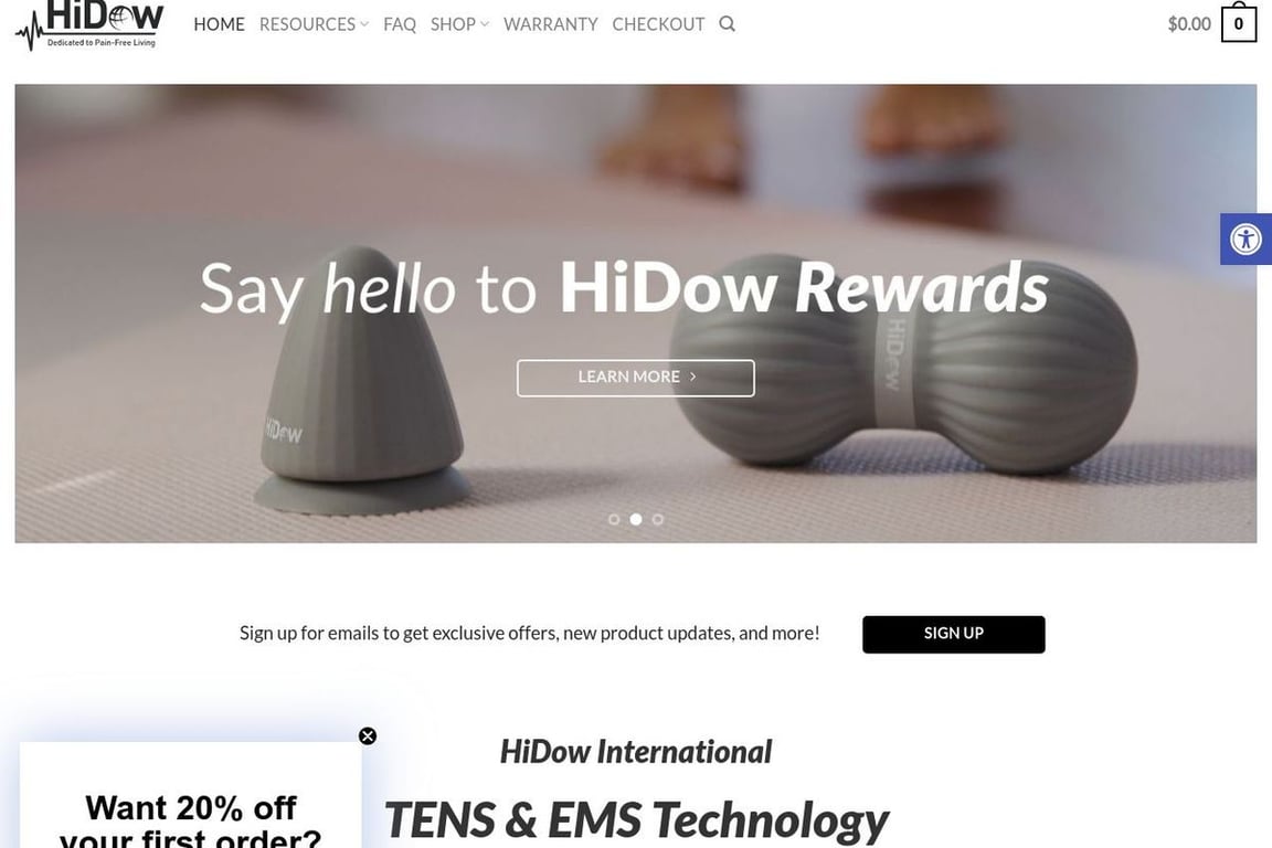 HiDow International homepage