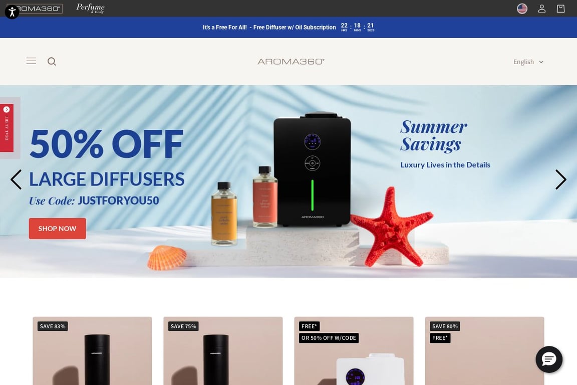 Aroma360 homepage